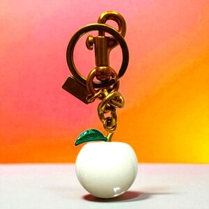 NEW White and Matte Gold Apple Purse Charm and Keyholder